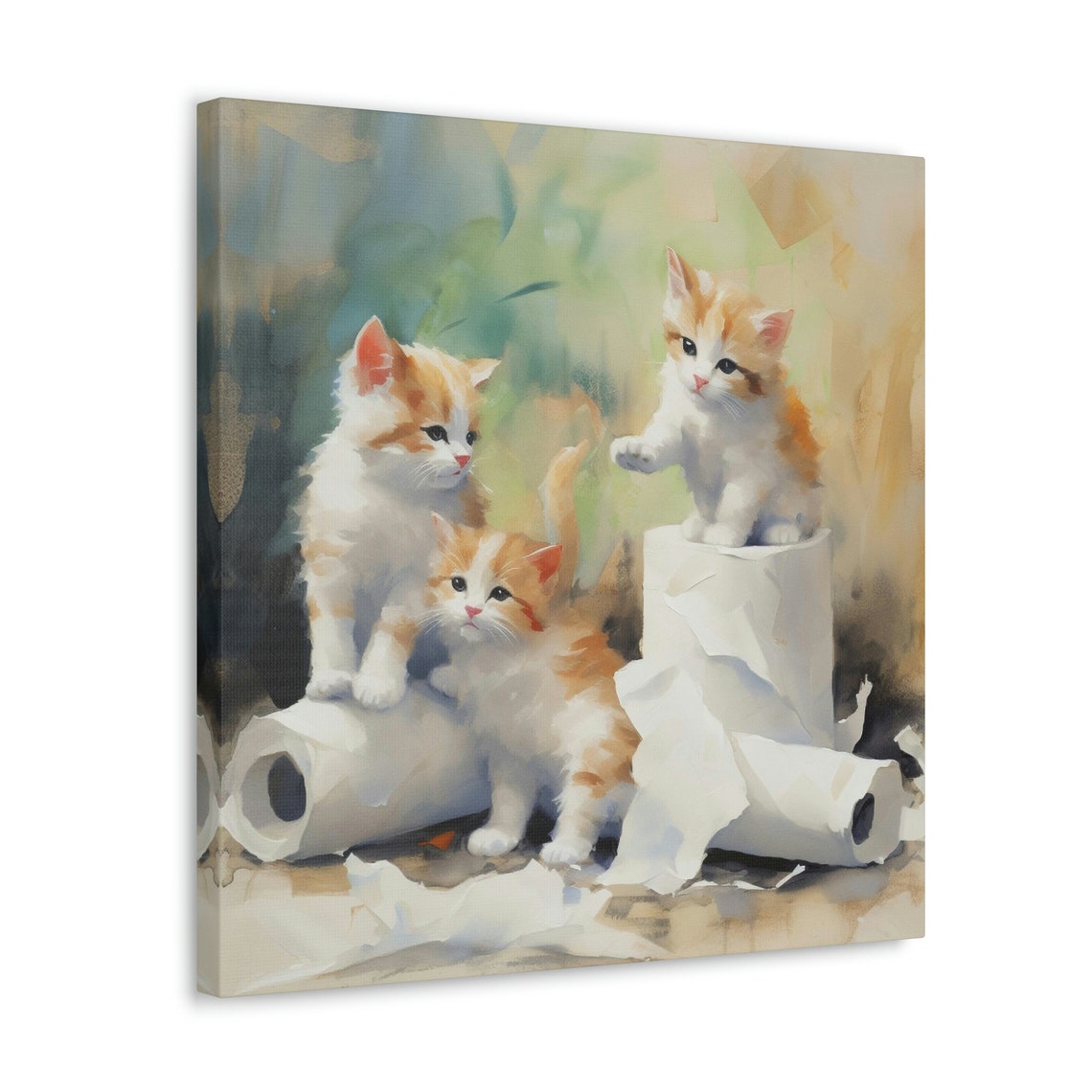 Cute Cat Bathroom Wall Art Cat Bathroom Art Kittens Playing Etsy