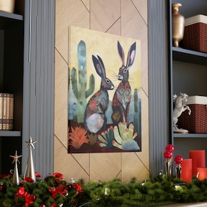 Talavera Jackrabbits Desert Wall Art, Desert Art Decor, Western Wallart, Southwestern Decor Wall Art, Rabbit Abstract Art, Cactus Arizona image 6