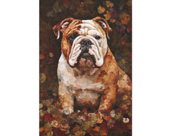 Vintage Bulldog Print English Bulldog Wall Art British Bulldog Portrait Illustration Bulldog Lover Gift Mom Ready to Hang Canvas