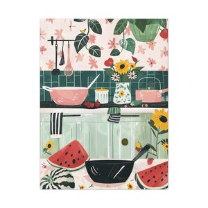 Kitchen Watercolor Print, Kitchen Wall Art, Food Art, Cooking Art Print, Still Life Painting Artwork, Kitchen Decor, Ready To Hang Canvas