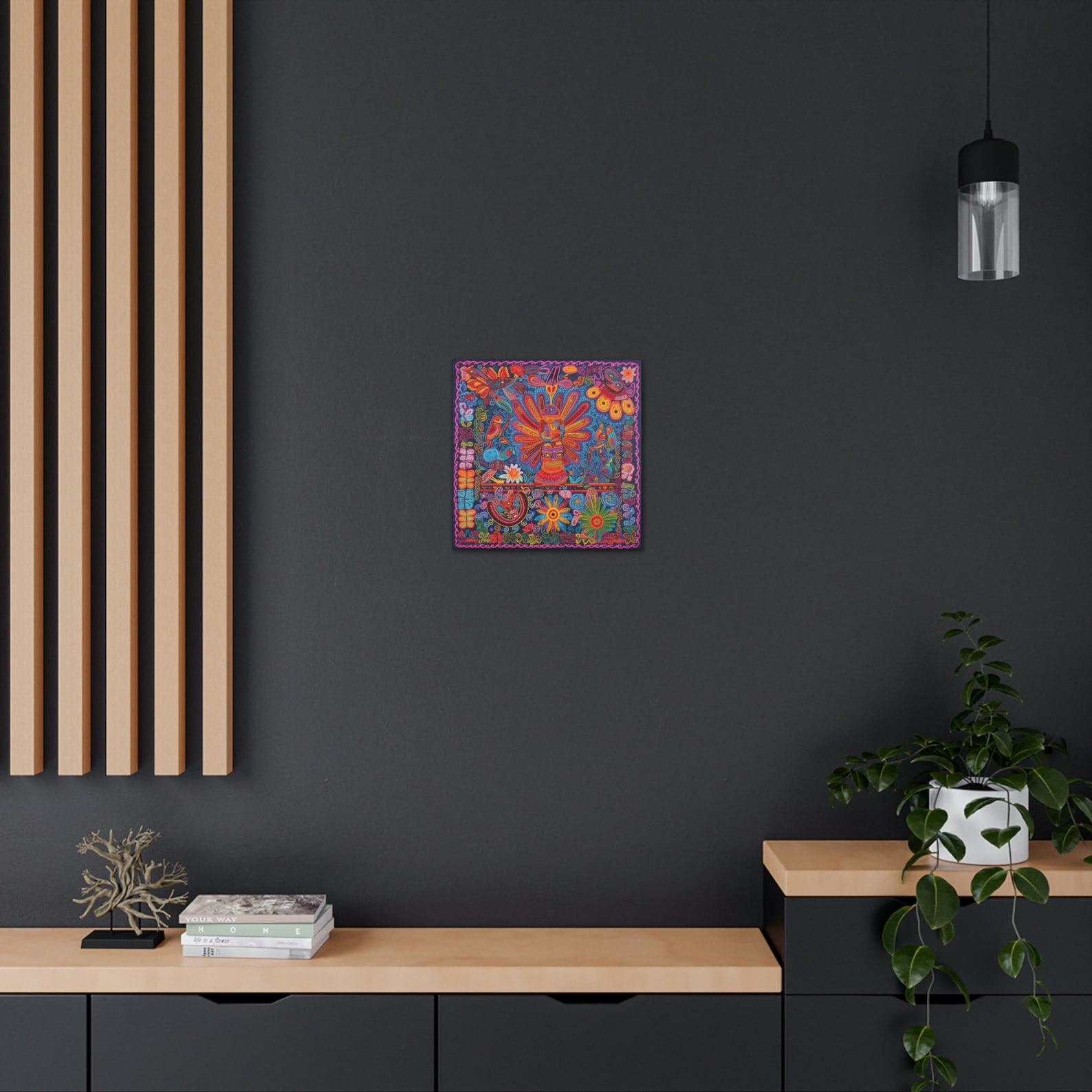 Huichol Mexican Yarn Painting Print, Huichol Home Decor, Mexican Wall ...