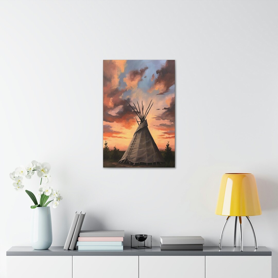 Native American Teepee Wall Art, Southwestern Cloud Landscape Wallart