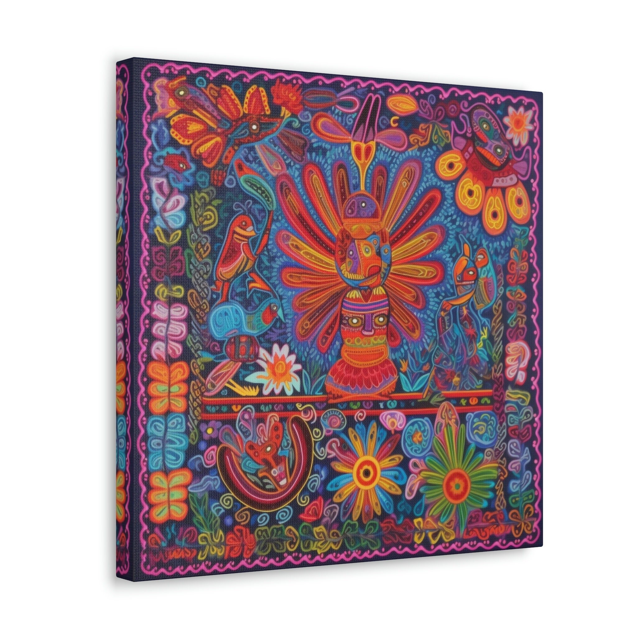 Huichol Mexican Yarn Painting Print, Huichol Home Decor, Mexican Wall ...