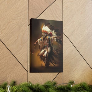 Native American Art Print Canvas Wrap Painting Native American Indian Dance Art Print, Chief Native Artwork Mohawk Cherokee Tribe Decor image 7