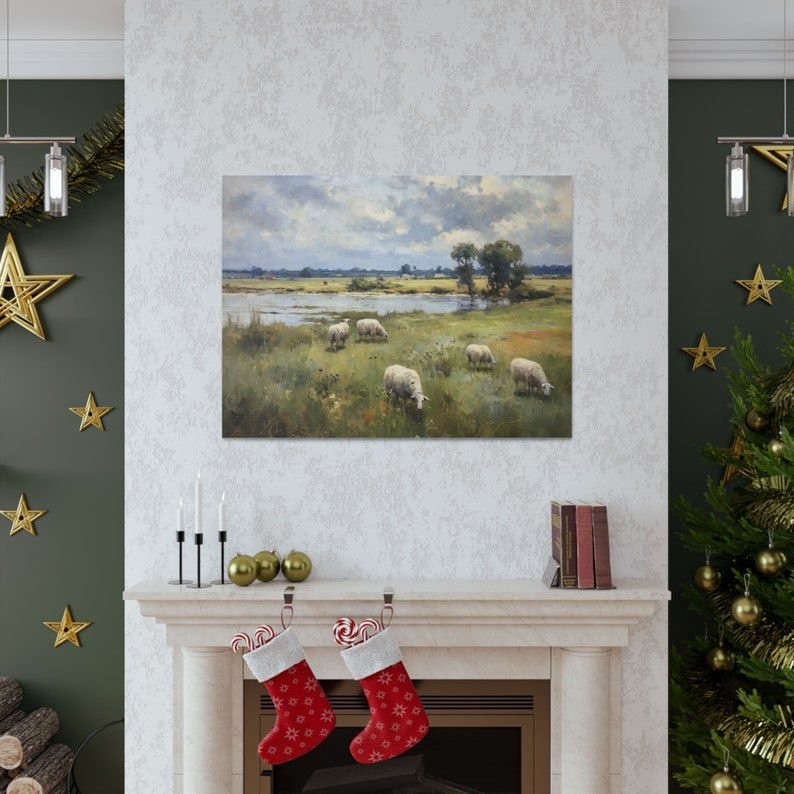 Sheep Painting Art Print Vintage Home Decor Large Canvas Wall Art ...