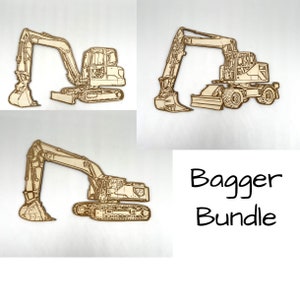 laser engraving bundle, Bagger, Schnittdatei, svg | Bagger-Bundle  | - Excavator-collection - Download Laserdatei Schnittmuster 3 Modelle