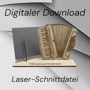 Archivo de corte láser de acordeón (DXF, SVG), archivo de corte digital para madera, regalo musical cortado con láser, decoración de instrumentos musicales, regalo para músicos