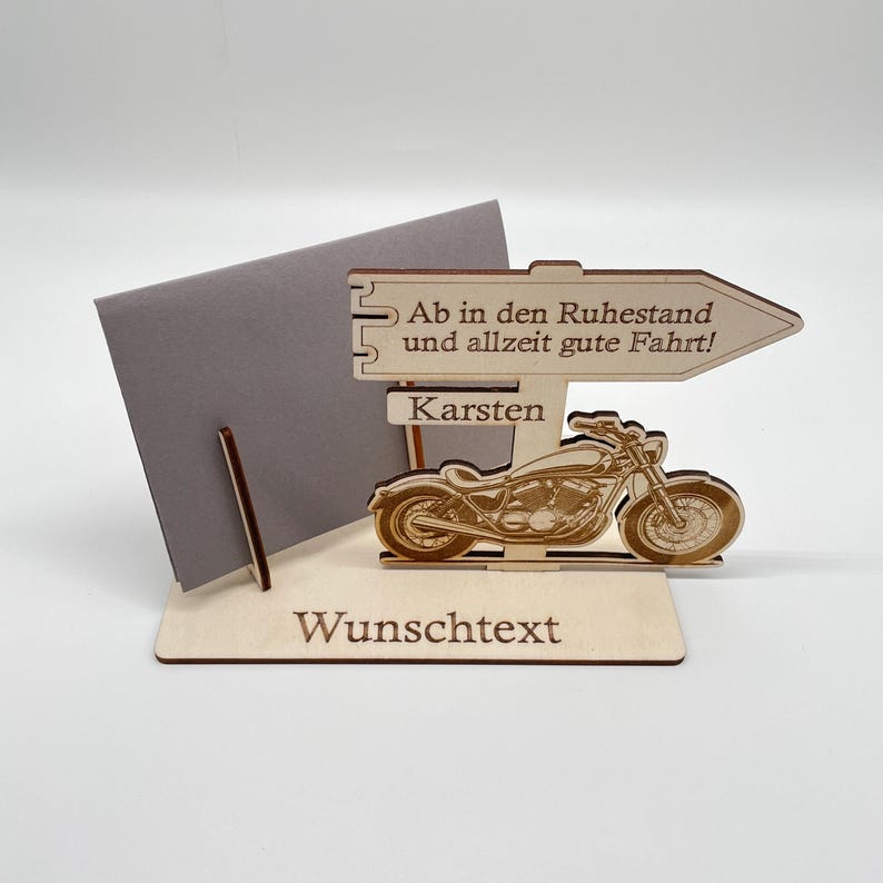 Pensionierung Geschenkidee – Geldgeschenk für den Ruhestand: Individuell gestaltete Verpackung mit Motorrad-Motiv. Ideal für Männer, um Geld oder Gutscheine stilvoll zu überreichen. Perfektes Abschiedsgeschenk für Kollegen.