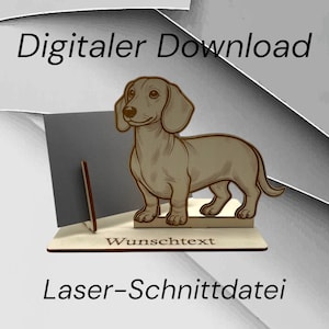 Arquivo de voucher cortado a laser para embalagem DXF SVG | Embalagem para presente de dinheiro Arquivo de corte a laser para cortador a laser - Cachorro - Dachshund