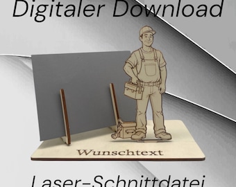 Laser cutting file craftsman – DXF, SVG, digital cutting file, laser template for wood, laser cut file, voucher holder, thank you gift