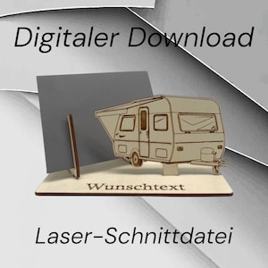 Digitale Schnittdatei SVG DXF – Wohnwagen Gutscheinhalter Camping Geschenk – Lasercut Vorlage für Holzgravur & Laserschneider DIY