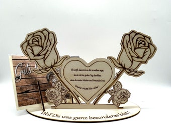 svg,Laserschnitt Datei,Muttertag "Herz mit Rosen" Gutscheinhalter Schnittdatei, Lasercut file,dfx Laserdatei, Gravur und Schnittdatei