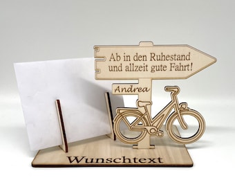 Cash gift for retirement with a bicycle motif – gift voucher packaging for retirement, farewell to a colleague, gift for colleagues