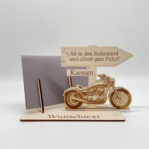 Rente Geschenk Mann, Motorrad als Geldgeschenk, Pensionierung, Abschied Kollege, Gutschein Verpackung, Pension, Ruhestand Geschenke