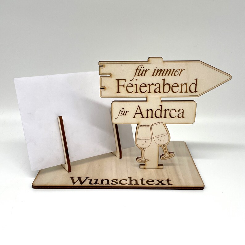 Voucher and Cash Gift for Retirement Personalized Voucher Holder With Motif Wine Glasses