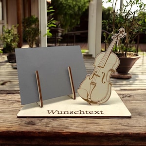 Gutscheinverpackung Musik – Gutscheinhalter aus Holz mit gravierter Geige – perfekte Verpackung für Konzertkarten & Musikunterricht