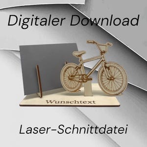 Archivo de corte digital SVG DXF: Portacupones para bicicleta BMX. Plantilla de corte láser para grabado en madera y corte láser. Idea de regalo DIY para ciclistas.