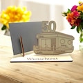 50th Birthday Gift Card Holder Made of Wood – Houseboat Design – Personalized with Your Desired Text – Gift Idea for Cash Gifts and Gift Certificates