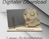 Laser-Schnittdatei Fußball – DXF, SVG, digitale Schneidedatei für Lasercutter, Gutscheinhalter Sport, Laservorlage Ball & Schuhe, Laserdatei