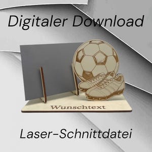 Archivo de corte láser de fútbol – DXF, SVG, archivo de corte digital para cortadora láser, porta cupones deportivos, plantilla láser de balón y zapatos, archivo láser