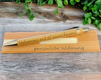 Kugelschreiber mit Gravur,Geschenk für Hebammen,Kugelschreiber aus Bambus,personalisierter Kuli mit Gravur,personalisierter Kugelschreiber