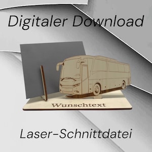 File di taglio laser digitale bus moderno – DXF, SVG, taglio laser, porta voucher per compleanno, idea regalo legno, file laser, file di taglio