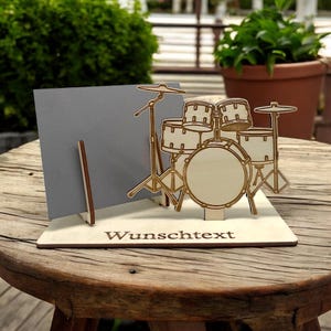 Gift certificate holder for drums – personalized wooden gift certificate holder – gift idea for musicians, drummers & music fans