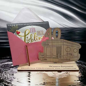 40th birthday, money gift as a houseboat with voucher holder, 40th birthday woman, gift for the 40th, maritime voucher gift