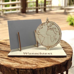 Gutscheinverpackung Globus – Gutscheinhalter Weltkarte aus Holz – Geldgeschenk verpacken – personalisierte Geschenkidee für Reisefans
