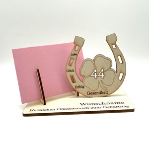 Laserschnitt, Schnittdatei, Geburtstag SVG | DXF - Geschenk als Gutscheinhalter - Hufeisen mit Kleeblatt - Download Laserdatei Schnittmuster