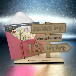 Geschenke zum 18 Geburtstag Mädchen Junge,13,2x25x12cm Geldgeschenke  Geburtstag Geschenk 18 Geburtstag Mann Frau, Holz Geldgeschenke Gästebuch