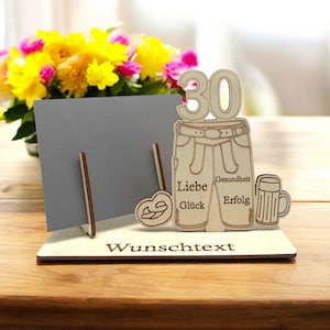 30 Geburtstag - Gutscheinverpackung aus Holz - Motiv - Lederhose , personalisierbar mit Wunschtext, ideal für Geldgeschenke und Gutscheine