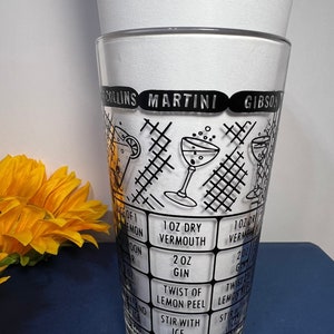 Vintage 1950s Federal Glass Cocktail Shaker with Recipes