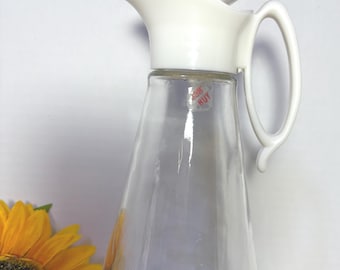 Vintage Glass Log Cabin Syrup Pour Dispenser with Plastic Lidsyru