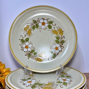 Vintage 1980&#39;s Hearthside Garden Festival &quot;Prairie Flowers&quot; Stoneware Dinner Plates Set of 5