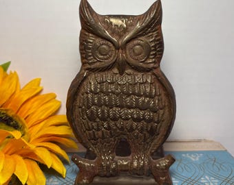 Vintage Mid-Century Modern Brass Owl Bookend/Figurine
