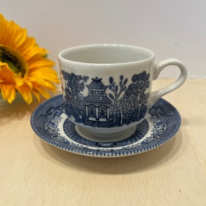 Vintage Churchill Blue Willow Teacup and Saucer