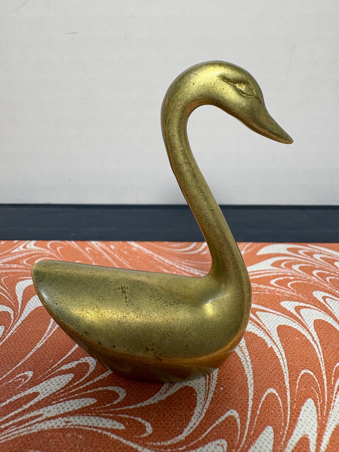 Vintage Tiny Brass Swan Figurine - Etsy