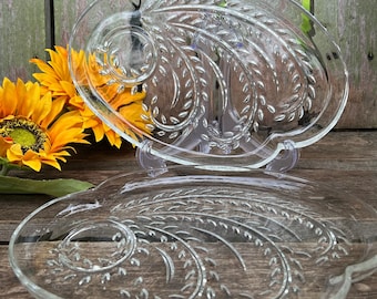 Vintage Homestead Wheat Federal Glass Luncheon Plates Set of 2