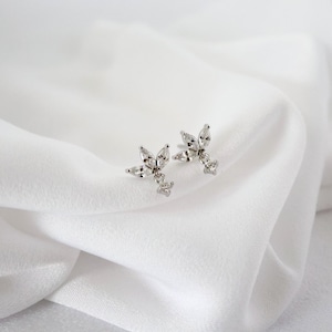 925 Sterling Silver Cubic Stud, Marquise Stud, Dainty Diamond Cubic Stud, Basic Stud Earrings, Helix Stud, Cartilage Stud, Minimalist Stud