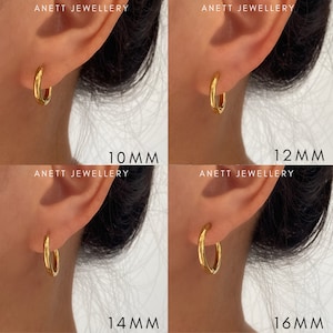 Basic Stainless Steel Hoop Earrings, 18k Gold sleeper, No Tarnish, Everyday Hypoallergenic earrings, 10mm 12mm 14mm 16mm, Gift Set