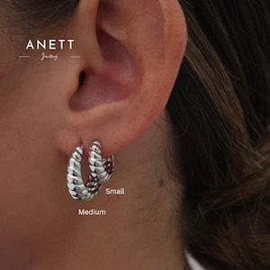 Silver Twist Hoop Earrings, Chubby Teardrop Silver Hoops, Thick Silver Hoops, Basic Simple Silver Hoops, Everyday, Gift for Her
