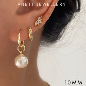 Pearl Drop Earrings, Gold Hoop with Pearl drop, 14k Gold Hoops, Pearl Dangle Earrings, Bridal Earrings, Bridesmaid Gift, Wedding Everyday