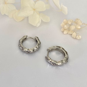 Hammered Silver Hoop Earrings, Everyday Hoops, Textured Silver Hoop, Shiny Silver hoops, Thick Silver hoops, Thick Chunky Silver hoop, Basic