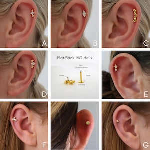 16G Flatback Helix Stud • 925 Sterling Silver Cartilage Earring