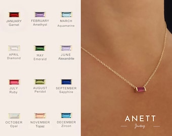 Birth Stone Necklace, 925 Sterling Silver Gold Necklace, Personalized Necklace, Minimalist Gemstone Necklace, Birthday Gift for Her