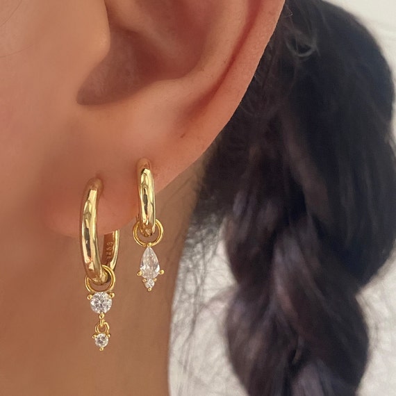 Gold Small Hoop Earrings For Women 14K Gold Plated | S925 Sterling Silver Post | Lightweight Drop/Dangle Huggie Earrings Gold One Size
