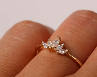 Dainty Gold Ring: Sterling Silver Band with Cubic Zirconia