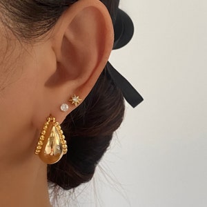 Chunky Gold hoop Earrings, Gold Statement Earrings, Big Gold Earrings, Thick Gold Hoop, Earrings, 18k gold Big Chunky Earrings, Gift