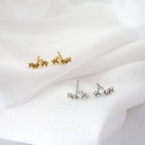 Opal Stud Earrings, Gold Opal Stud, Silver Opal Stud, 18k gold plated, Small Gold Stud, Helix stud, Opal Earrings, Gift for her